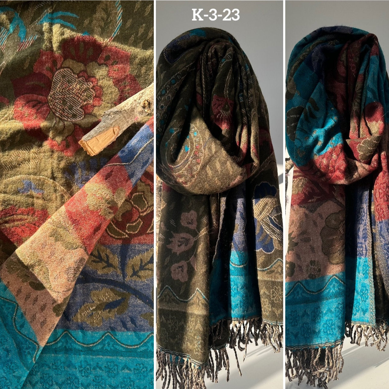 Reversible Tibetan yak wool Shawl/Scarf Blanket, Shawl, loose weaved for super soft and warm,Best winter gift, floral designs/parsley design