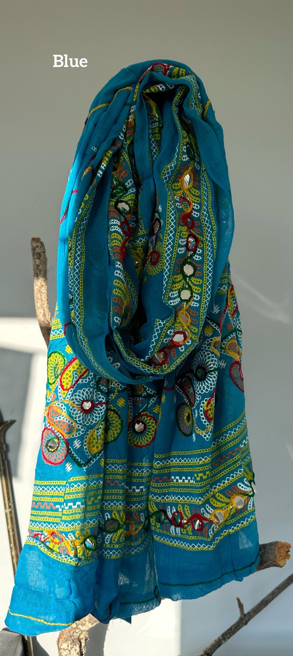 Cotton Boho scarfs with mirrors/festive scarfs, Gypsies scarves, Banjaras scarves.. light cotton colorful scarves.