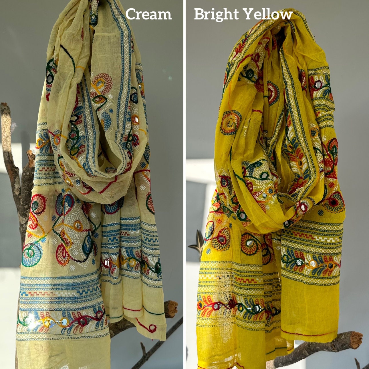 Cotton Boho scarfs with mirrors/festive scarfs, Gypsies scarves, Banjaras scarves.. light cotton colorful scarves.