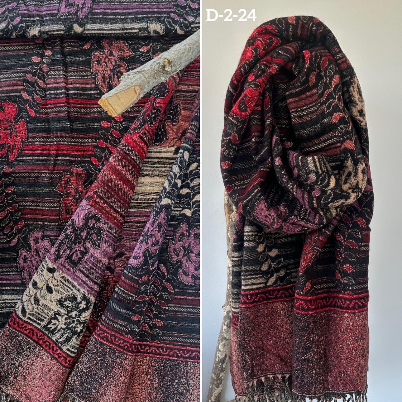 Reversible Tibetan yak wool Shawl/Scarf Blanket, Shawl, loose weaved for super soft and warm,Best winter gift, floral designs/parsley design