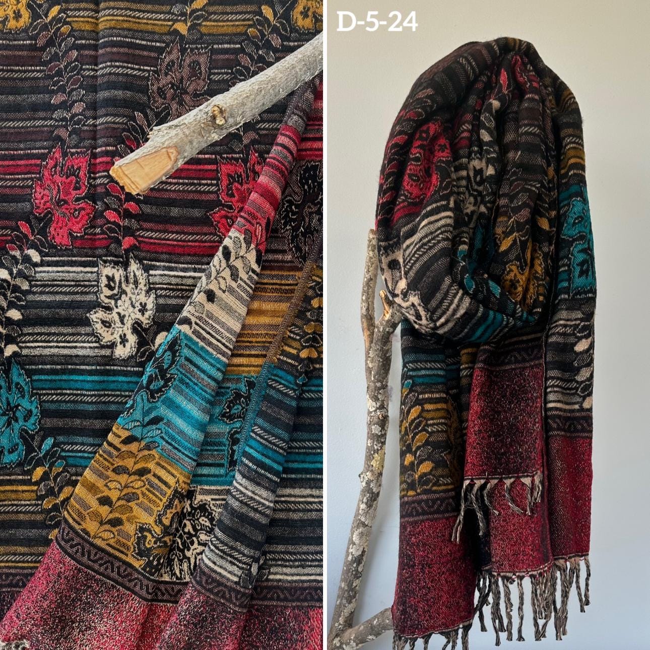 Reversible Tibetan yak wool Shawl/Scarf Blanket, Shawl, loose weaved for super soft and warm,Best winter gift, floral designs/parsley design