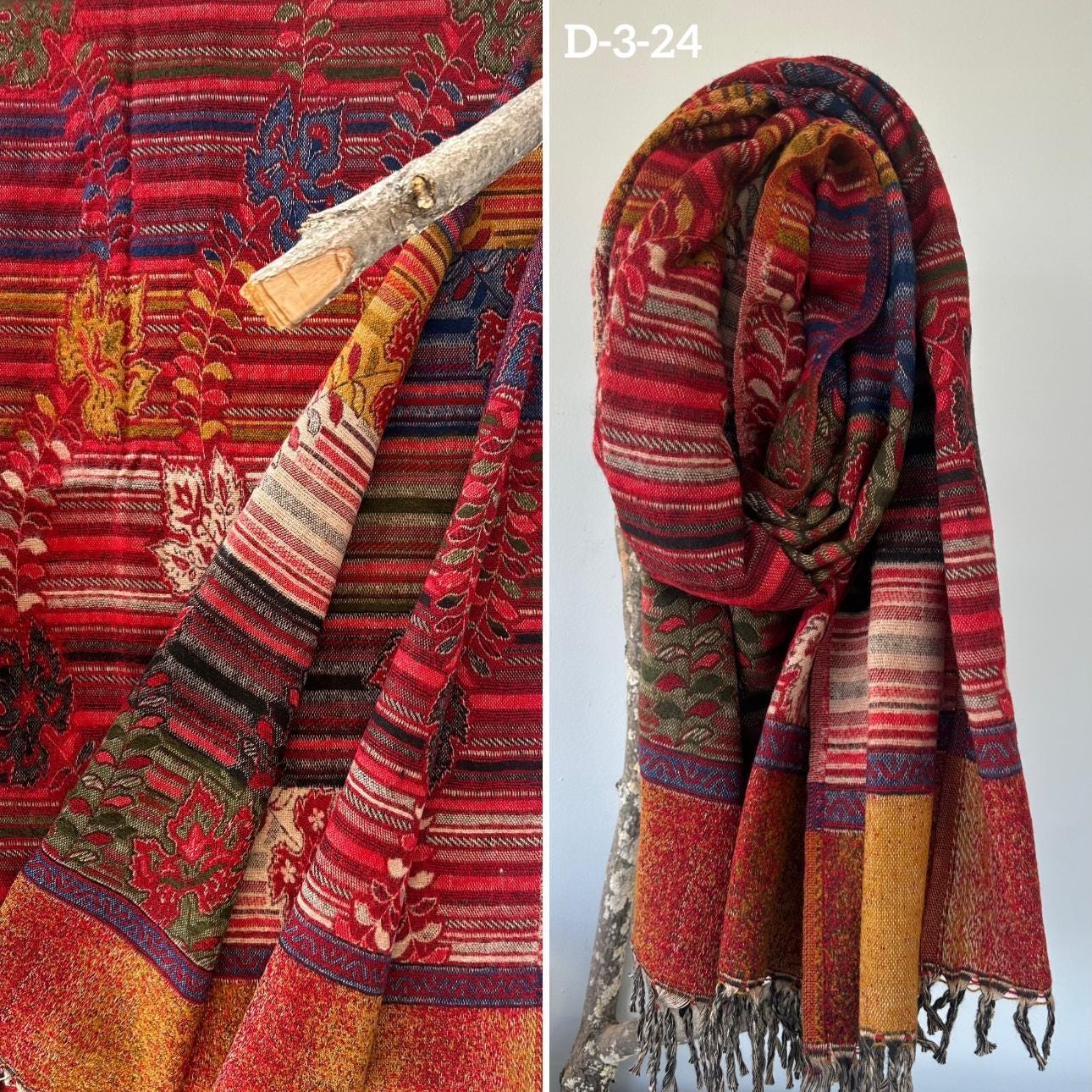 Reversible Tibetan yak wool Shawl/Scarf Blanket, Shawl, loose weaved for super soft and warm,Best winter gift, floral designs/parsley design