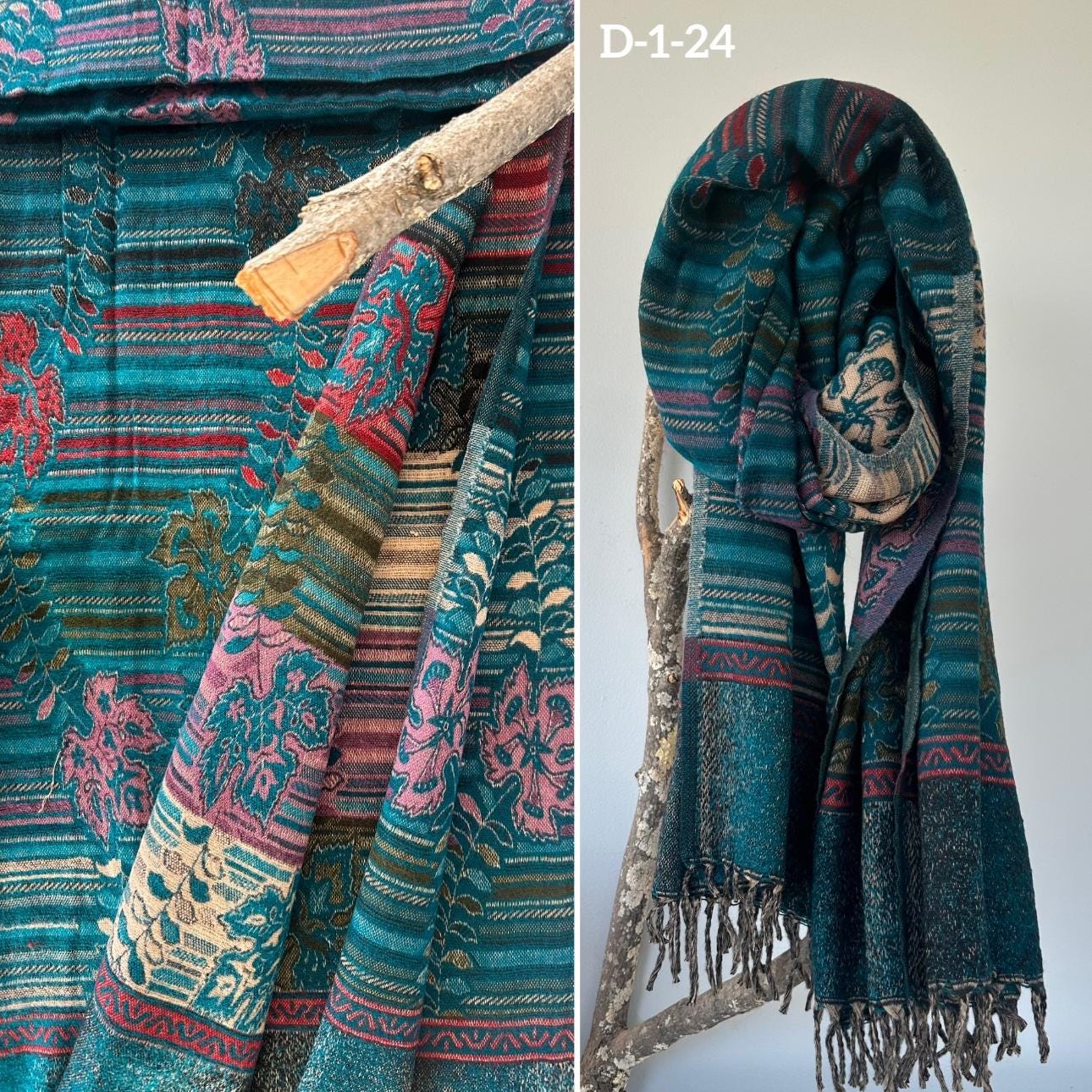 Reversible Tibetan yak wool Shawl/Scarf Blanket, Shawl, loose weaved for super soft and warm,Best winter gift, floral designs/parsley design