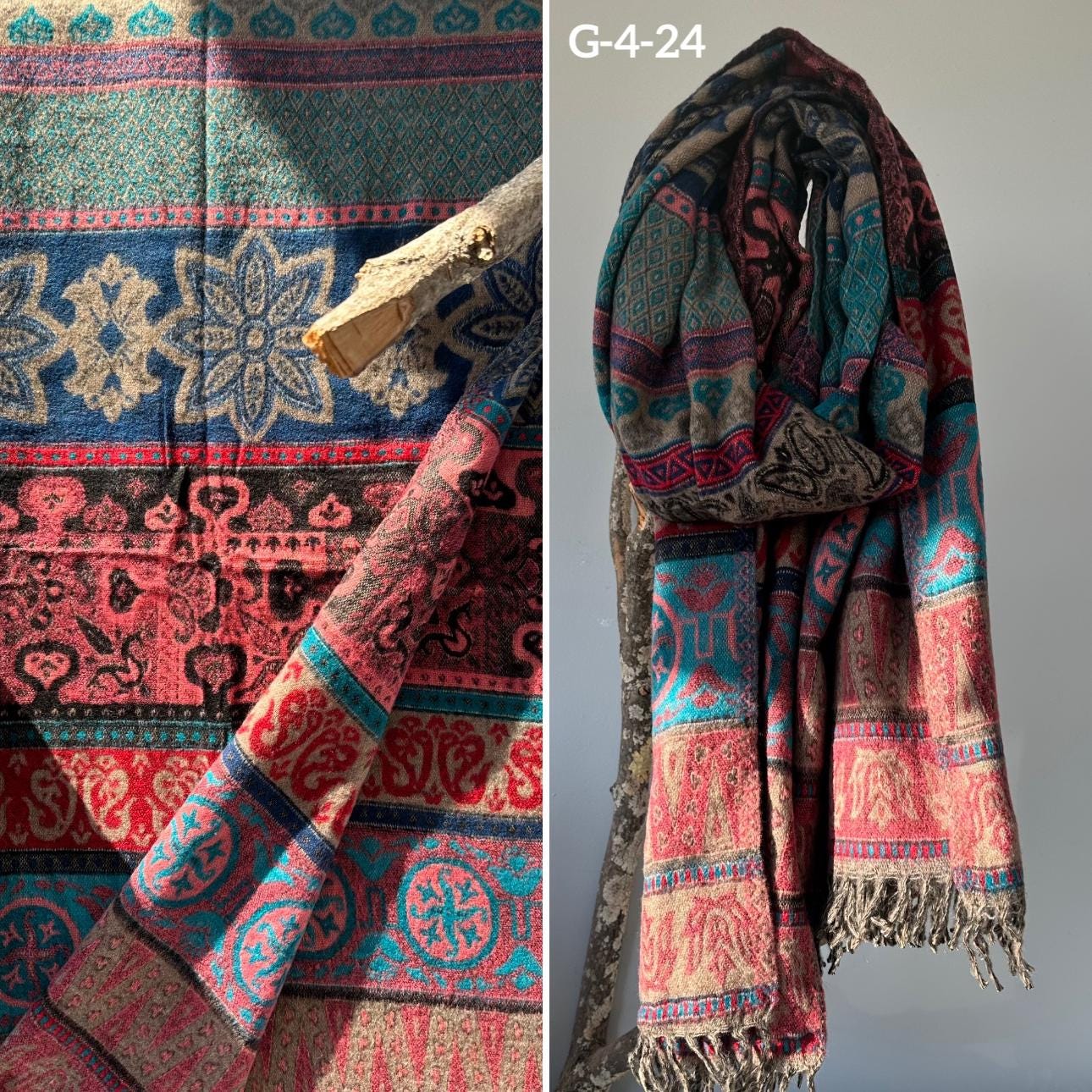 Tibetan yak wool Shawl/ Scarf/ Blanket, Meditation Shawl, loose weaved for super soft and warm, Best Gift for the winter. floral designs ..