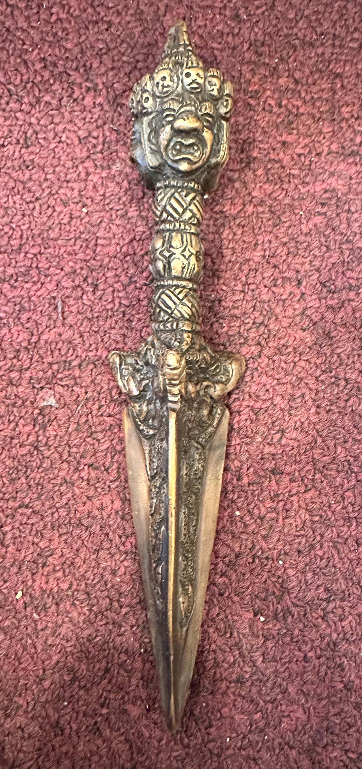 Antique Phurba with the wooden box stand, Varjra,Kila,Phurba or Dagger Buddhist, Tantric, shaman, Spiritual Protection.