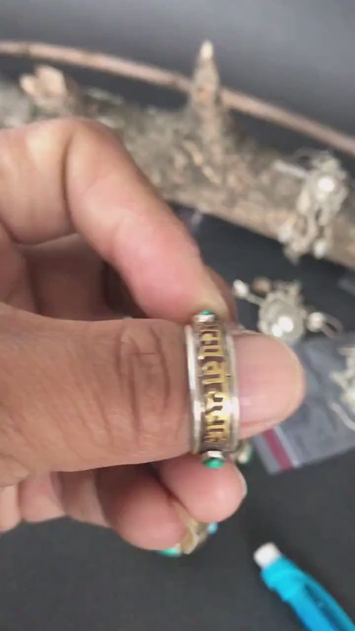 Om mani padmi hum buddhist mantra spinning 9.25 silver ring band. Meditation/stress reliever/peace ring. handcrafted Avalokiteśvara mantra